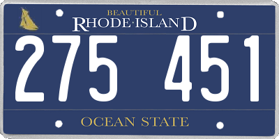 RI license plate 275451