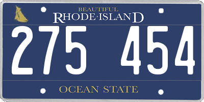 RI license plate 275454