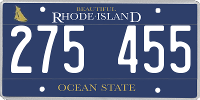 RI license plate 275455