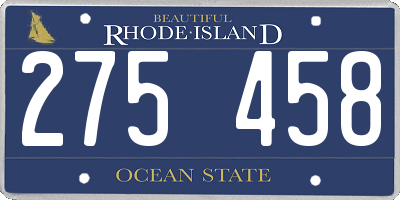 RI license plate 275458