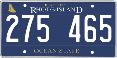 RI license plate 275465