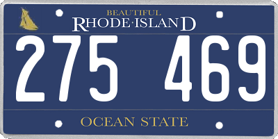 RI license plate 275469