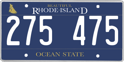 RI license plate 275475