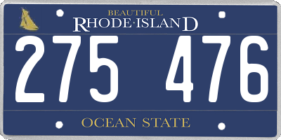 RI license plate 275476