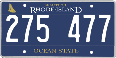 RI license plate 275477