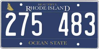 RI license plate 275483