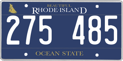 RI license plate 275485