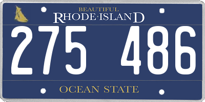 RI license plate 275486