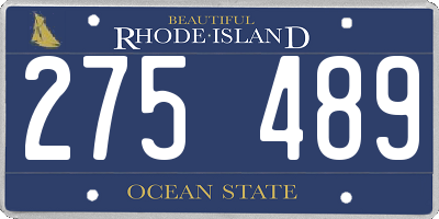 RI license plate 275489