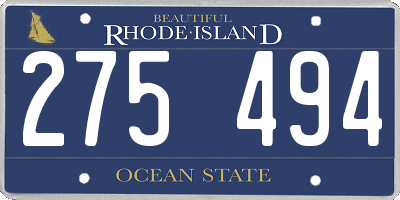 RI license plate 275494