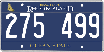 RI license plate 275499