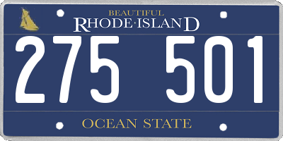 RI license plate 275501