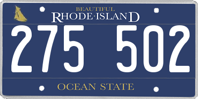 RI license plate 275502