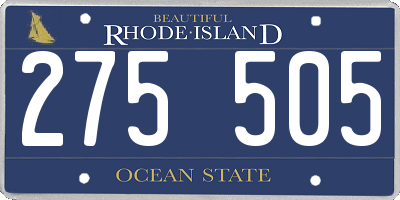 RI license plate 275505