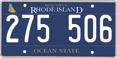 RI license plate 275506
