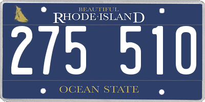 RI license plate 275510