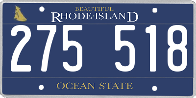 RI license plate 275518