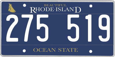 RI license plate 275519