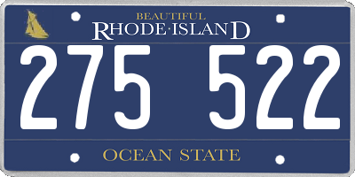 RI license plate 275522