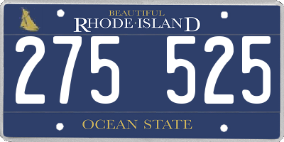 RI license plate 275525