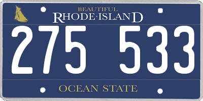 RI license plate 275533