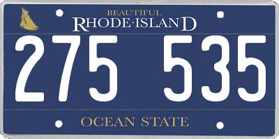 RI license plate 275535