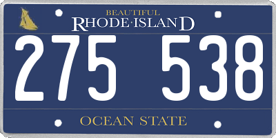 RI license plate 275538