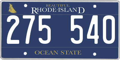 RI license plate 275540