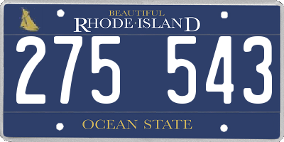 RI license plate 275543
