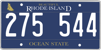 RI license plate 275544