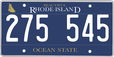 RI license plate 275545