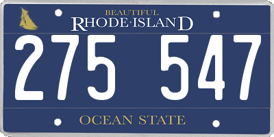 RI license plate 275547