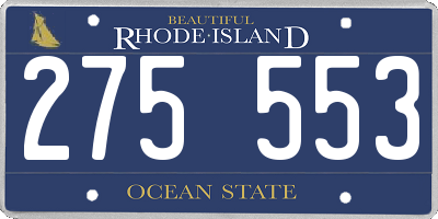 RI license plate 275553