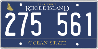 RI license plate 275561
