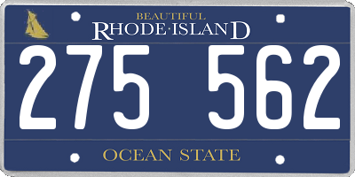 RI license plate 275562