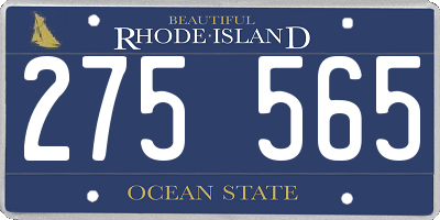RI license plate 275565