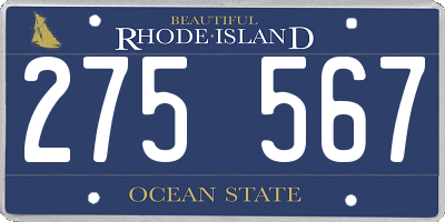 RI license plate 275567
