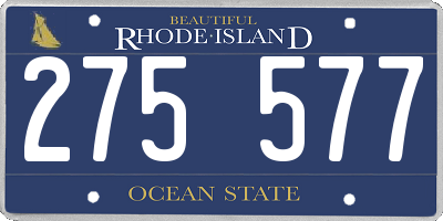 RI license plate 275577