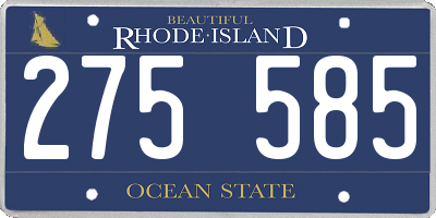 RI license plate 275585