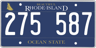RI license plate 275587