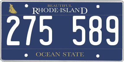 RI license plate 275589