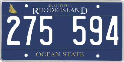RI license plate 275594