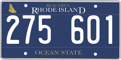 RI license plate 275601