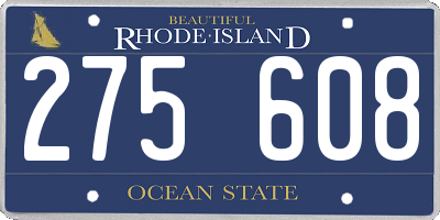 RI license plate 275608