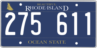 RI license plate 275611