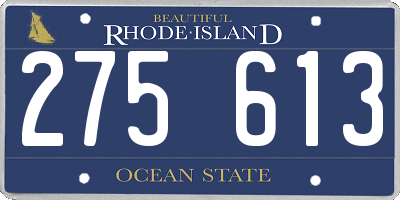 RI license plate 275613