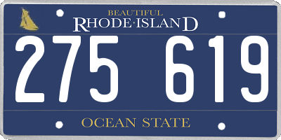 RI license plate 275619