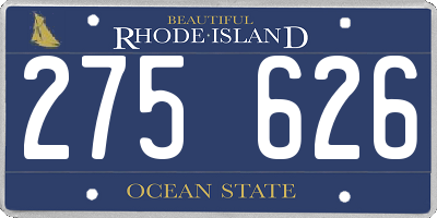 RI license plate 275626