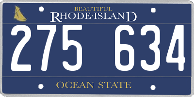 RI license plate 275634