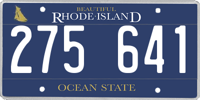 RI license plate 275641